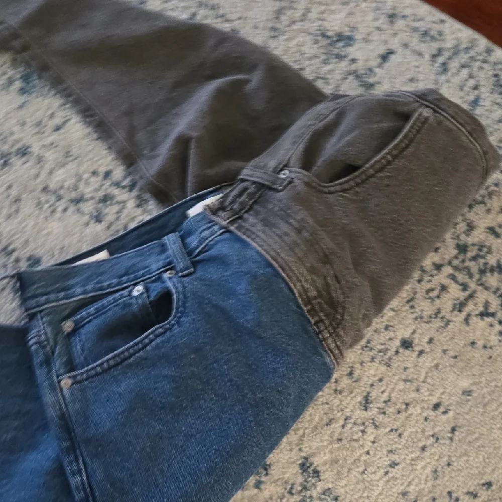 Pacsun Blue and Grey Skinny Jeans with Contrast Design